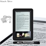 Premium Grade Barnes & Noble Nook Silicone Skin Cover Case (Black) + 4-inch eBigvalue(TM) Determination Hand Strap + Easy Travel Home Wall Charger