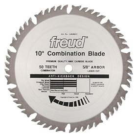 Freud LU84M011 10-Inch 50 Tooth ATB Combination Saw Blade with 5/8-Inch Arbor