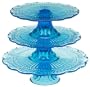 Laura Glass  12-Inch, 3-Tier Cake Stand, Sea Blue