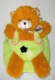 Green Plush Backpack on Wheels, with Plush Brown Teddy Bear Toy