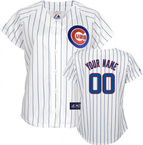 MLB Women's Chicago Cubs Replica Jersey Personalized (White/Royal Blue Pinstripe, X-Large)