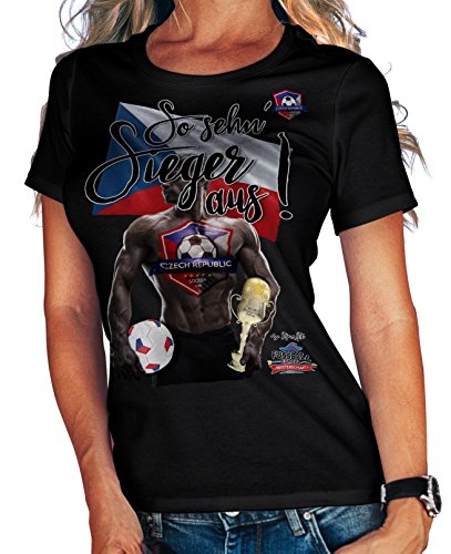 Stylotex Damen / Girlie T-Shirt So sehn Sieger aus Guy Tschechien Czech Republic, Farbe:schwarz;Größe:S
