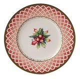 Fitz & Floyd Winter Holiday Rose Wreath Salad Plate