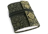 Journal Sari Noir et Or, Fait à la Main, Pages 100% Coton. (9cm x 13cm)