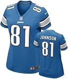 Calvin Johnson Women's Jersey: Home Blue Game Replica #81 Nike Detroit Lions Women's Jersey