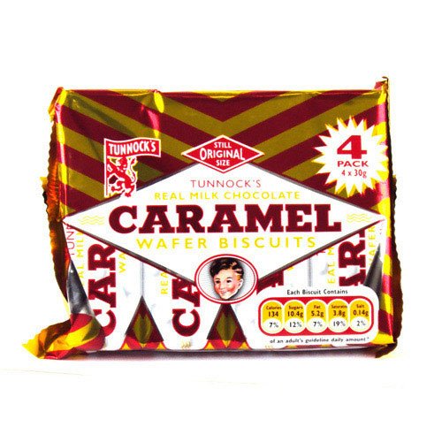 Tunnocks Milk Chocolate Caramel Wafers 4 Pack 100g