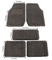 Eurow Gray Premium Plush Pile Carpet Floor Mat - 5 Piece
