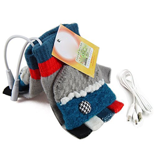 USB Knit Gloves Warmer Oenbopo Women's PC Laptop USB Heated Half & Full Finger Winter Warm Hand Gloves Warmer Wool(GS53)
