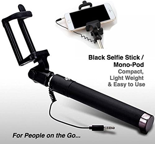 [NEW]Selfie Stick - Plug and play Extendable, Fold-able, Adjustable and Lightweight Premium Quality . Compact Portable Non-Bluetooth, Cable Wired Version for No Charge Battery Free Operation.