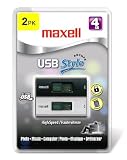 Maxell USB Style 4 GB USB 2.0 Flash Drive 503321 - 2 Pack (Black/White)
