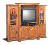 Traditional Solid Hardwoods Oak Finish Entertainment Center (Up to 36TV)
