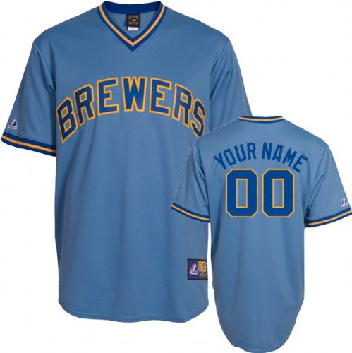 MLB Men's Milwaukee Brewers Authentic Jersey Personalized (Columbia Blue, 48/X-Large)