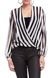 2B Long Sleeve Stripe Crossover Blouse