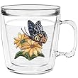 Butterfly w/Yellow Flowers 12 oz Insulated Coffee Mug, Clear