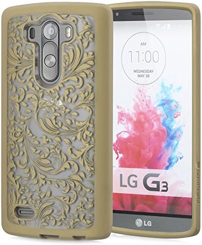 GreatShield LG G3 Case [TACT ARMOR] Shock Absorbent Slim Hybrid Design Pattern Cover for LG G3 (Quill - Gold)