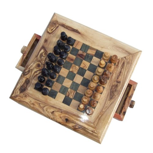 Naturally Med - Olive Wood Chess Set - Square