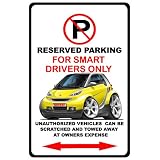 Smart Car Mercedes Muscle Car-toon No Parking Sign