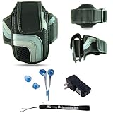 Black Adjustable Deluxe Sportband / Workout Armband with Adaptable Neck Str ....