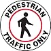 Accuform Signs MFS725 Slip-Gard Adhesive Vinyl  Round Floor Sign, Legend "PEDESTRIAN TRAFFIC ONLY/SOLO TRANSITO PEATONAL" with Graphic, 17" Diameter, Black/Red on White