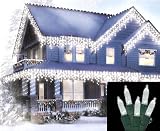 Set of 70 LED Pure White M5 Icicle Christmas Lights - Green Wire