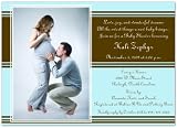 Chocolate and Blue Stripes Baby Shower Invitations - Set of 20