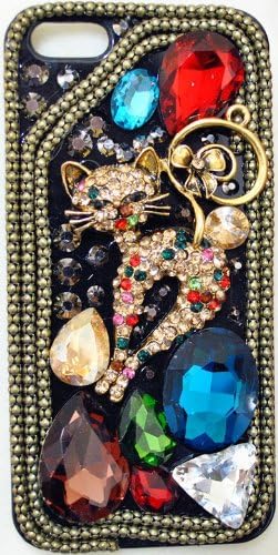 iPhashon 3D Vintage Style Cat Bling Crystal Case Cover for iPhone 4S &amp; 4