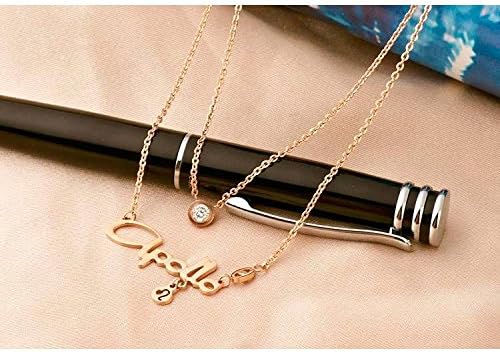 Fashion Style Stainless Steel Rose Gold Plated Leo Appolo Letters Pendant Necklace