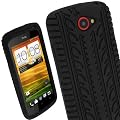igadgitz Noir Pneu �tui Housse Silicone pour HTC One S Android Smartphone + Protecteur d'�cran