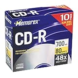 MEMOREX 3202-4514 80 Minute CD-Rs with Slimline Jewel Cases, 10 pack (MEMOREX 32024514)