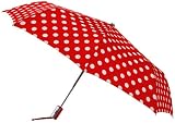 Leighton Manhattan Auto Open Close Folding Umbrell-Red/White Polka Dot