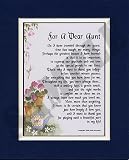 For A Dear Aunt Touching 8x10 Poem, Double-matted in Dark Blue Over White And Enhanced With Watercolor Graphics.