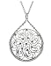 14k White Gold Diamond Cut Round Filigree Pendant, 18