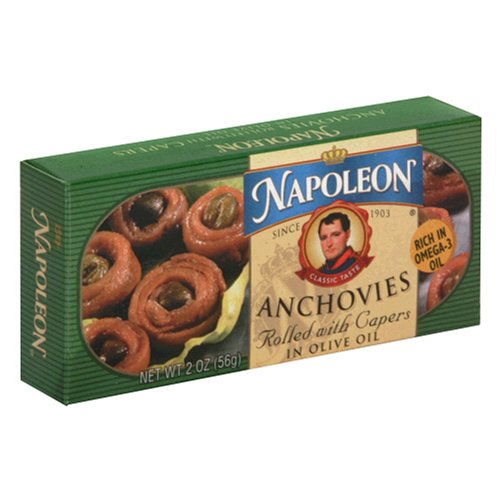 Napoleon Rolled Anchovies with Capers in Olive Oil, 2-Ounce Tin (Pack of 25) by Napoleon