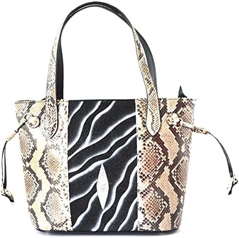 Authentic Stingray Skin Women's Pearl Eyes&amp;Python Bag Tote Handbag
