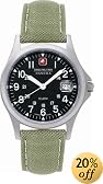SWISS MILITARY(スイスミリタリー) ML/8 テキスタイル 黒文字盤 緑テキスタイルベルトタイプ