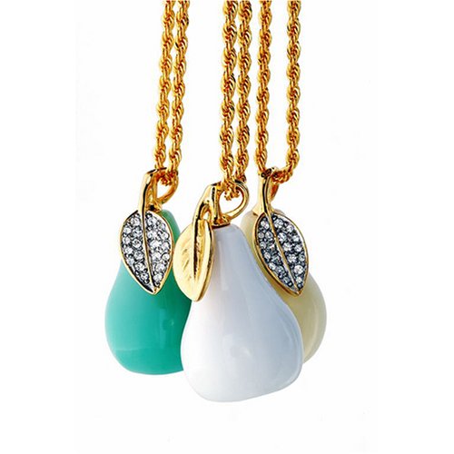 Click here to buy Kenneth Jay Lane Pear-Shaped Pendants With Rhinestone Leaf - Green.