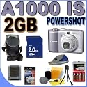 Canon Powershot A1000 IS (3209B001) 10MP 4x Optical Zoom Digital Camera (Purple) BigVALUEInc Accessory Saver 2GB NiMH Bundle + MORE