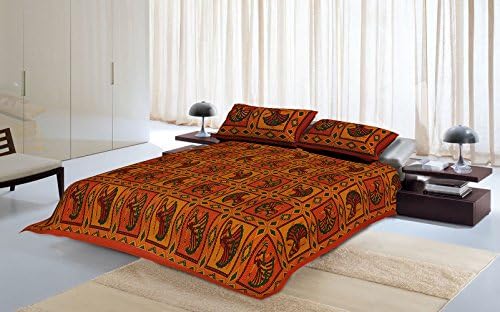Indian Handmade Kantha Stitch Work King Size Cotton Bedsheet Traditional Rajasthani Bed Sheet