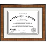 Malden International Designs Burl Wood Document Frame, Holds 8.5 by 11-Inch Certificate