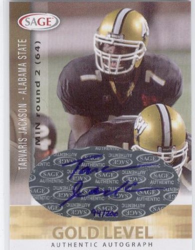 2006 Sage Autographs Gold A27 Tarvaris Jackson Qb - Minnesota Vikings (Rookie Parallel - Autographed - Serial #'d to 200 - Football Cards)