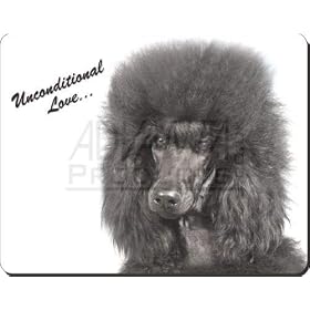 Black Poodle-With Love Computer Mouse Mat/Pad Gift, Ref:AD-POD2uM