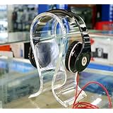 Stylish Acrylic Omega Headphone Hanger / Stand with Cleaning Cloth by Headphone Hangers - Clear