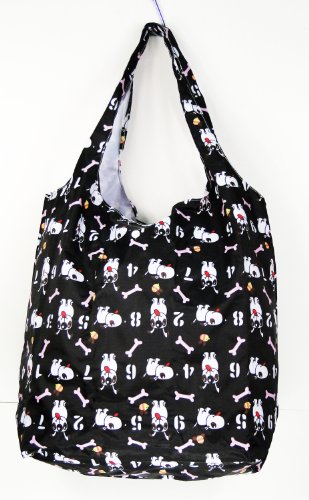 Trendy Sturdy Shopping Tote Bag - Puppies Bones Pattern