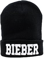 Leegoal Unisex Winter Warm Letters Printed Knit Hat,Black 10