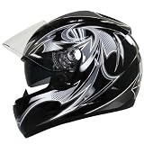 HAWK Black-Silver Glossy Dual-Visor Motorcycle Helmet