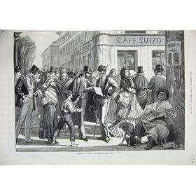 1873 Madrid Spain Loungers Calle De Sevilla Fine Art