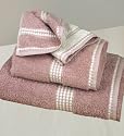Armani International, Faccia dei Colori, European Made Towels-Set, Bi-face (Classic Rose- White) 3-pc