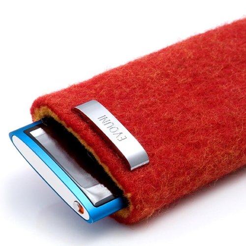 EVOUNI W51-021 Handmade Felt Pouch for iPod nano (Red)