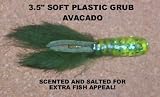3 Soft Plastic Grubs - (15 Pack) Avacado Green with various tail colors