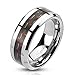 STR-0032 Stainless Steel Black and Red Carbon Fiber Inlay Band Ring (10)